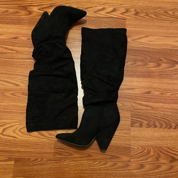 womens black suede slouch boots